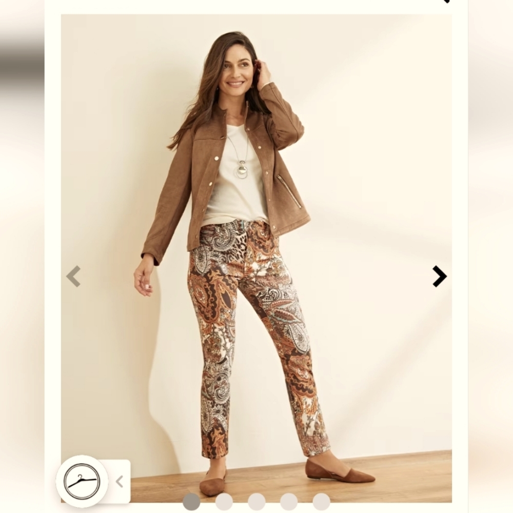 New CHICO'S JEANS paisley ANIMAL mix print PERFECT STRETCH brand new
